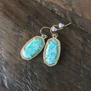 Kendra Scott Dani Gold Drop Aqua Kyocera Earrings